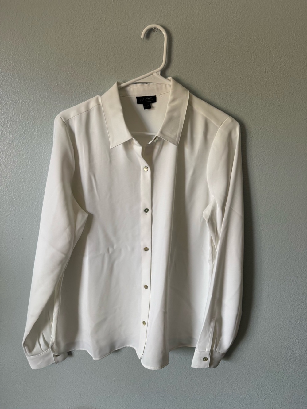 J. Jill Women’s Medium Tall White Button Front Blouse Long Sleeve Career Office